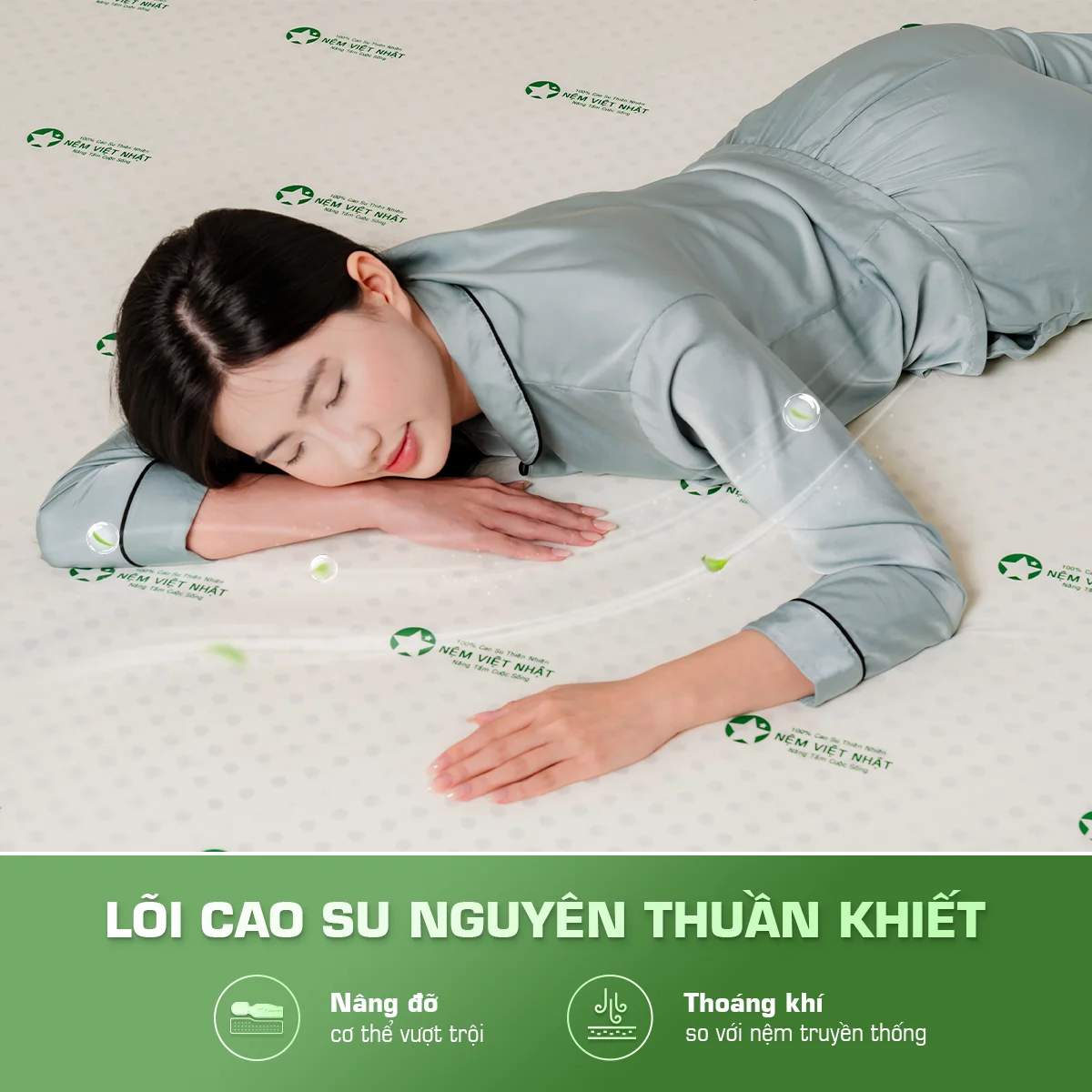 nệm cao su thiên nhiên chính hãng 100% nâng đỡ cột sống tốt