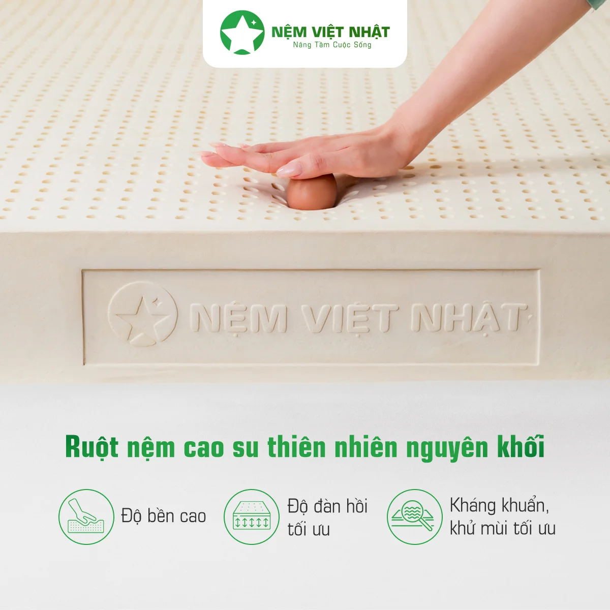 chất liệu nệm cao su thiên nhiên Việt Nhật an toàn sức khỏe