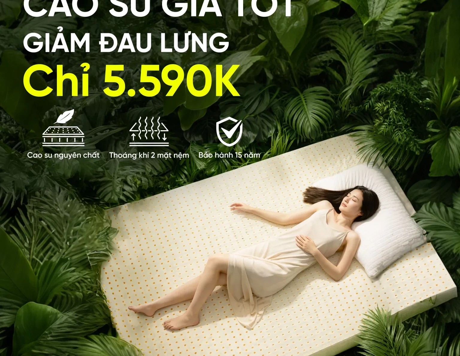 Banner di động nệm cao su thiên nhiên Việt Nhật chính hãng, giá tốt, bảo hành 15 năm