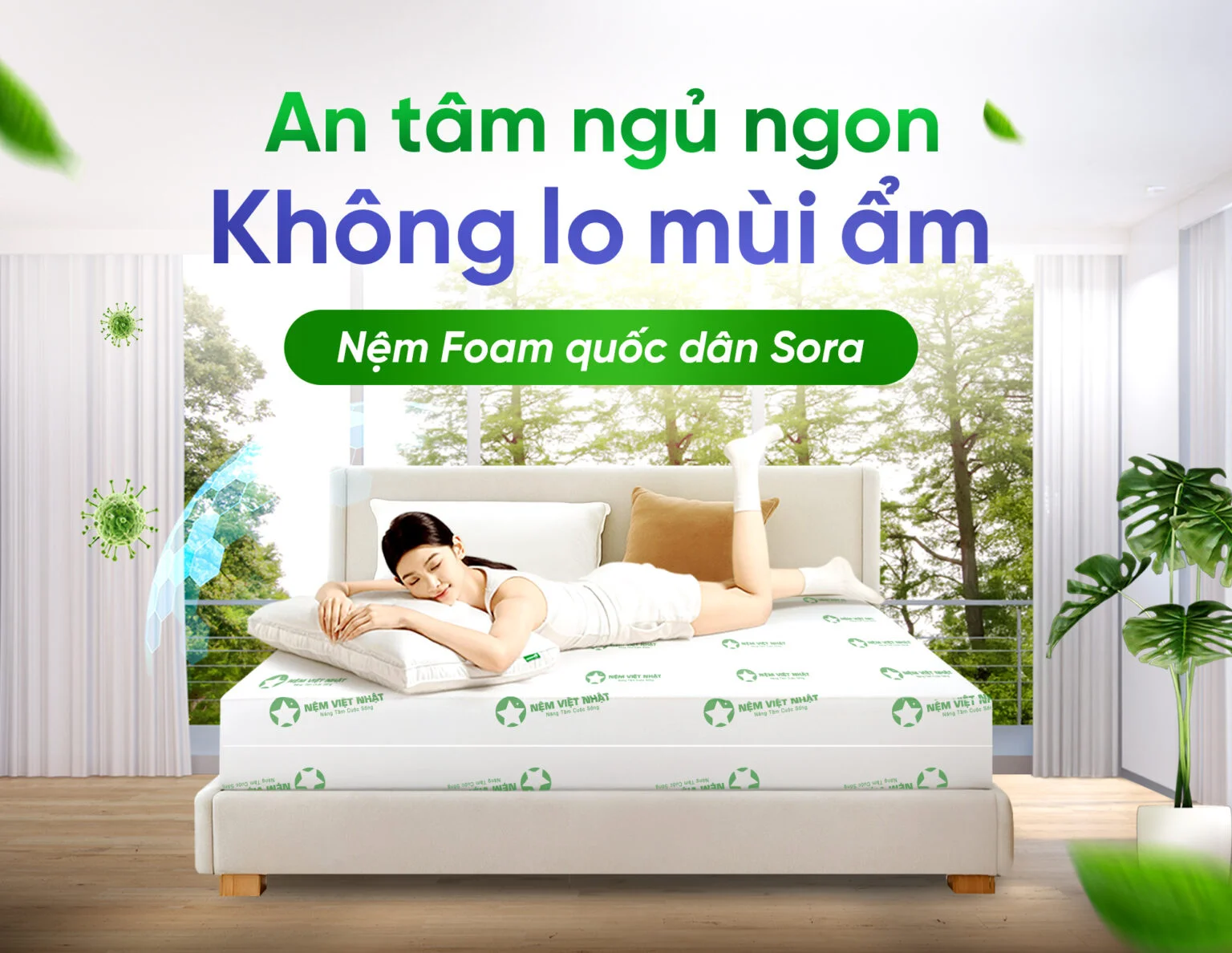 Banner di động nệm foam Việt Nhật chính hãng, êm ái, nâng niu giấc ngủ