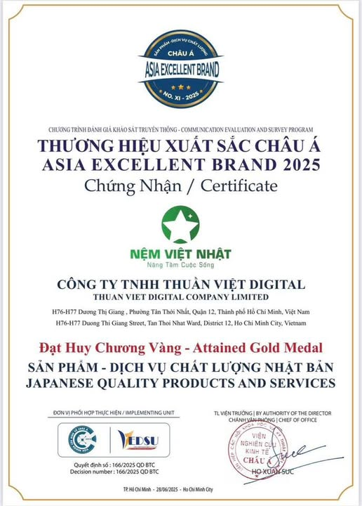 Chứng Nhận Nệm Việt Nhật