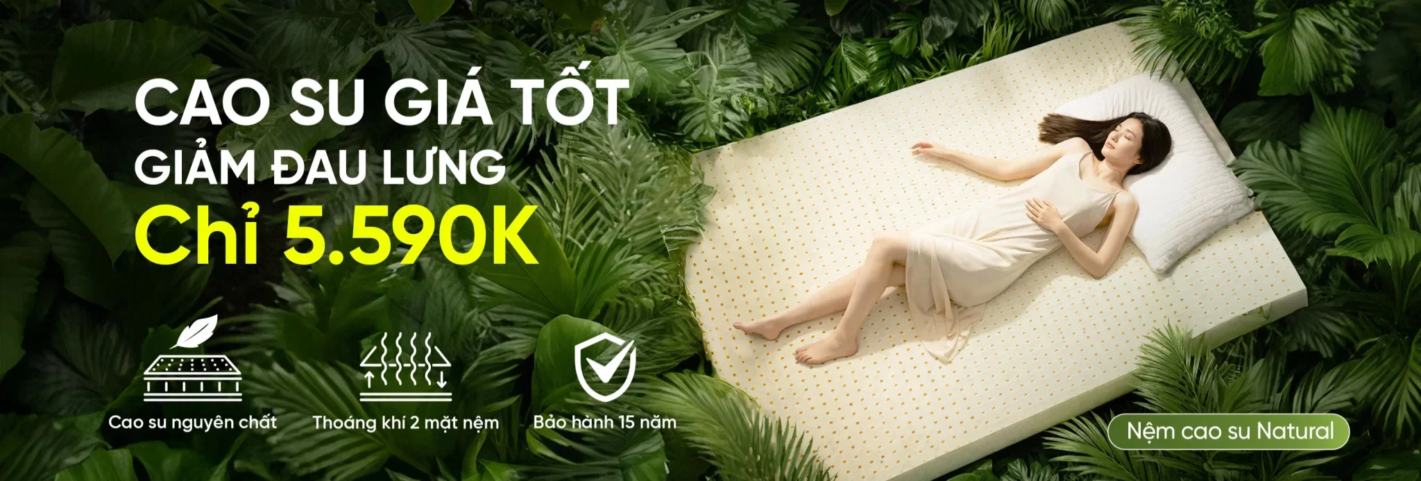 Nệm cao su thiên nhiên Việt Nhật chính hãng, êm ái nâng đỡ cột sống, bảo hành 15 năm