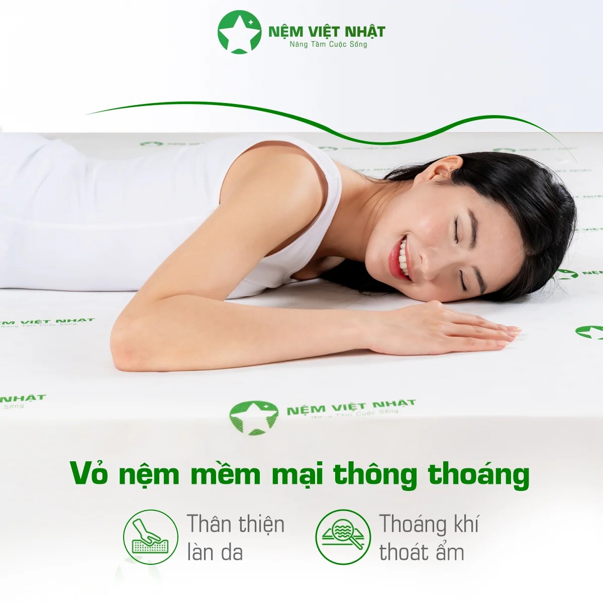nệm foam sora việt nhật chính hãng êm ái thoáng khí không nóng lưng