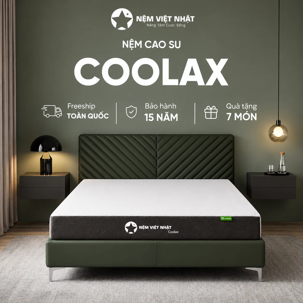 Nệm Cao Su Việt Nhật Coolax - mát trọn giấc, khử mùi êm ái nâng đỡ