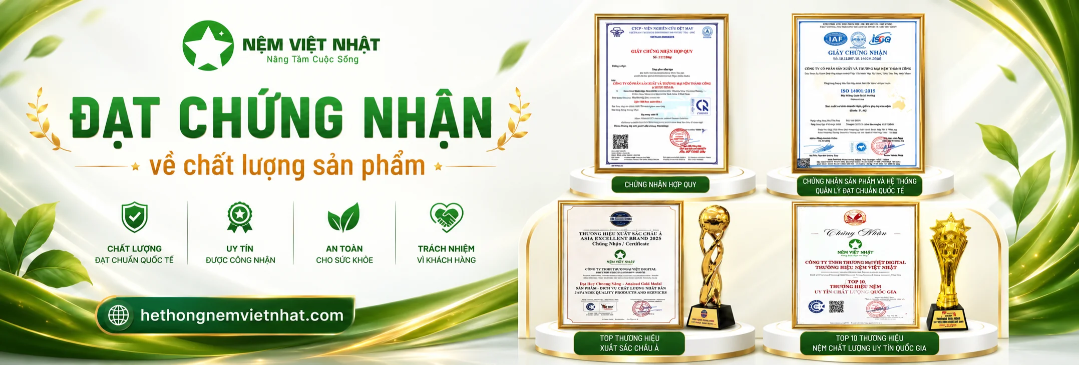 Nệm cao su thiên nhiên Việt Nhật chính hãng, sale đại lễ deal to, bảo hành 15 năm